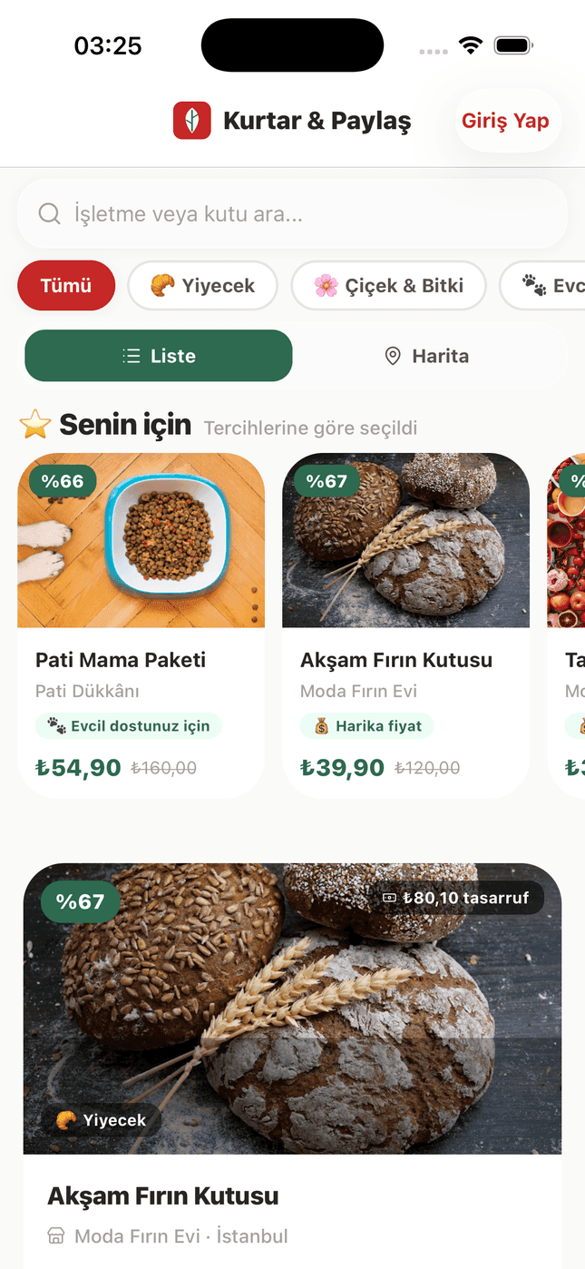 Kurtar & Paylaş — Keşfet, sürpriz kutular listesi