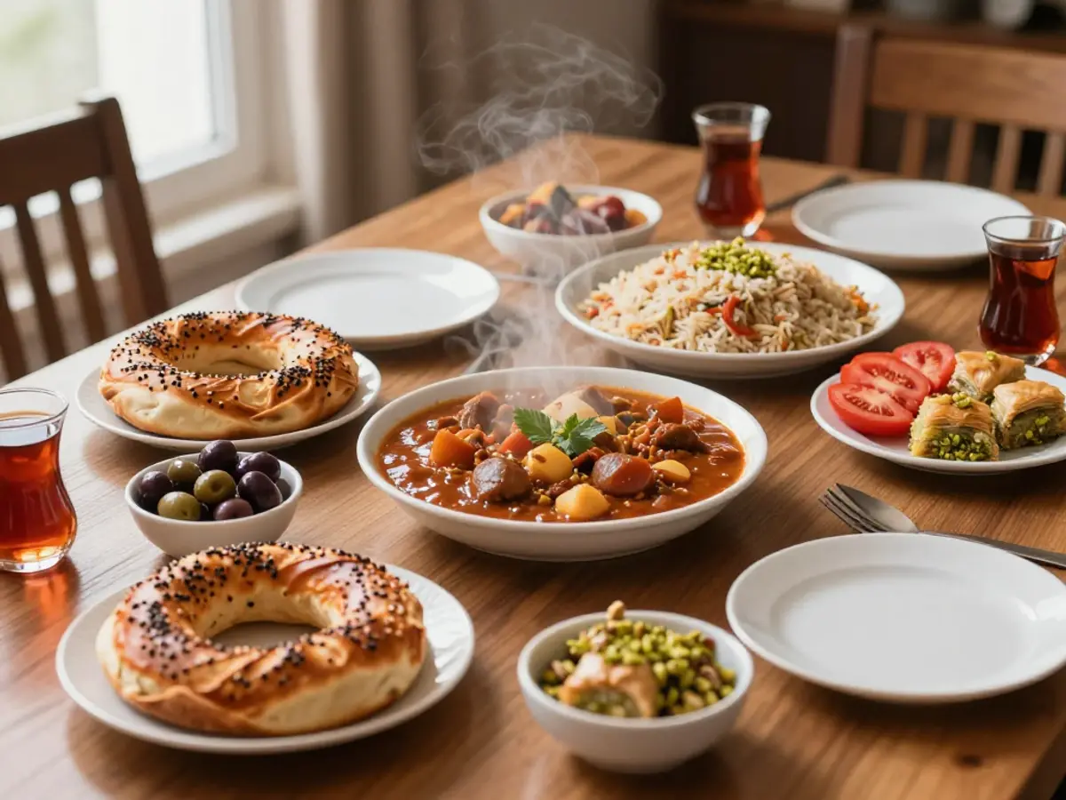 Kraft kutuda taze ekmek ve fırın ürünleri